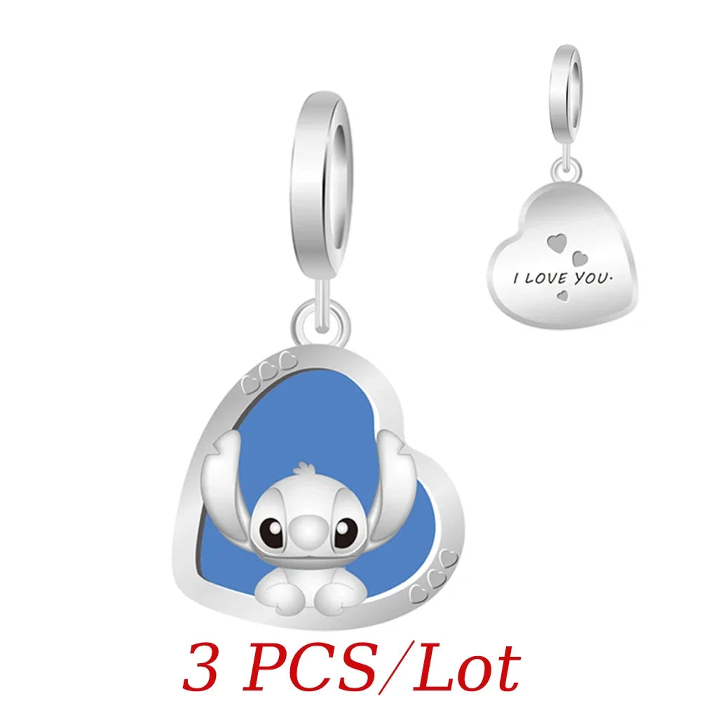 Cartoon-Charm mit Stitch- und Engel-Paar passend für Armband und Halskette