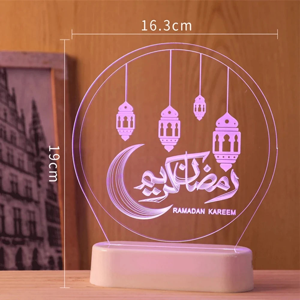 LED Eid Mubarak Mond Nachtlicht 3D Tischlampe