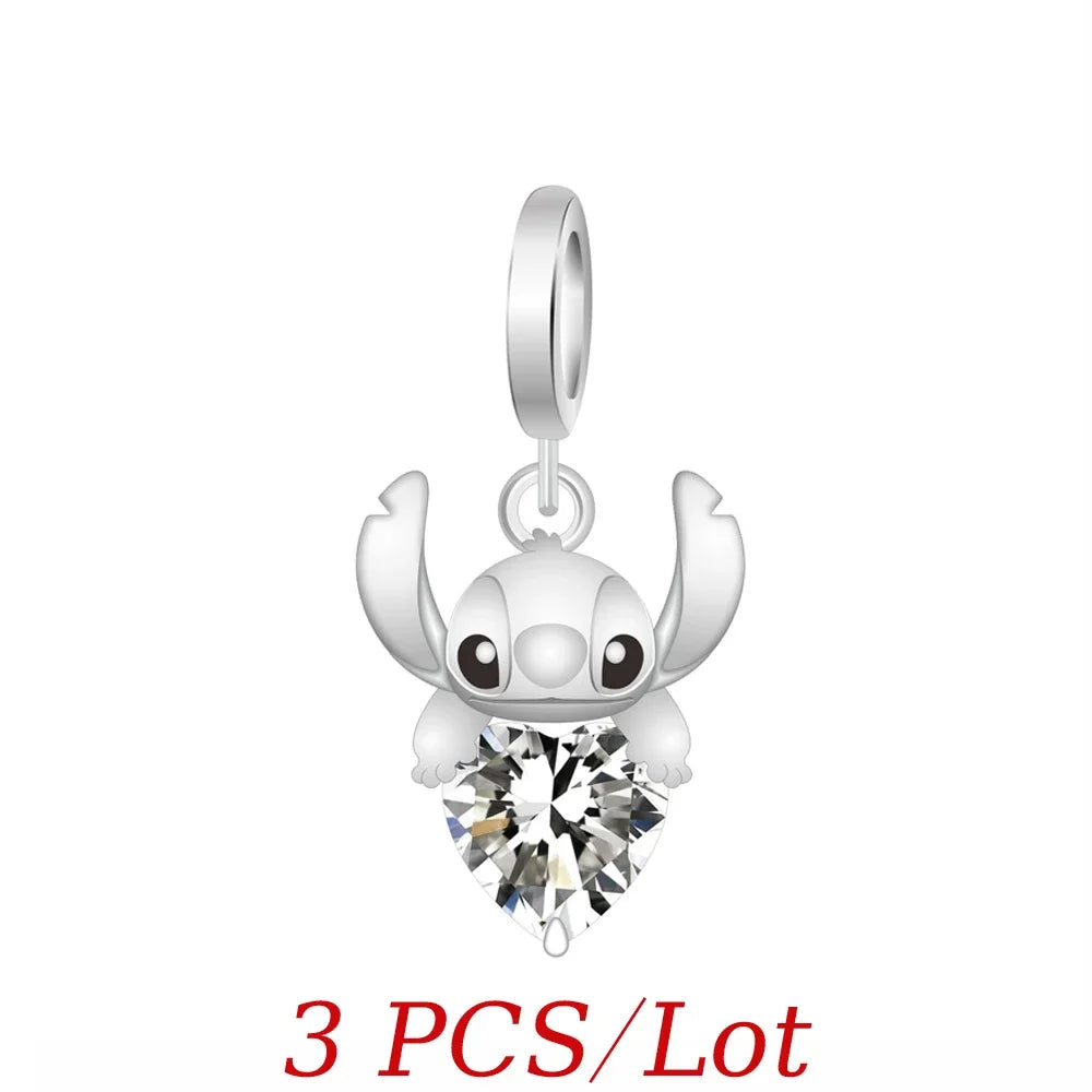 Cartoon-Charm mit Stitch- und Engel-Paar passend für Armband und Halskette
