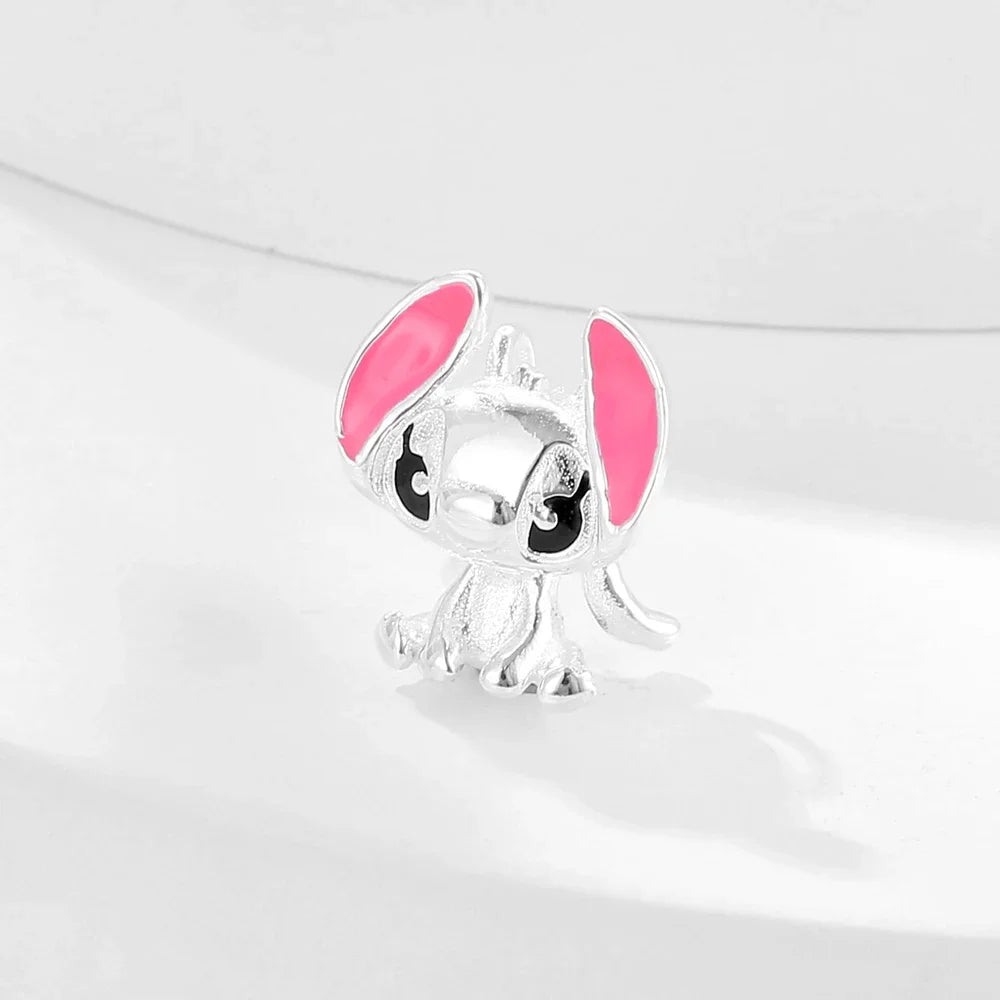 Cartoon-Charm mit Stitch- und Engel-Paar passend für Armband und Halskette