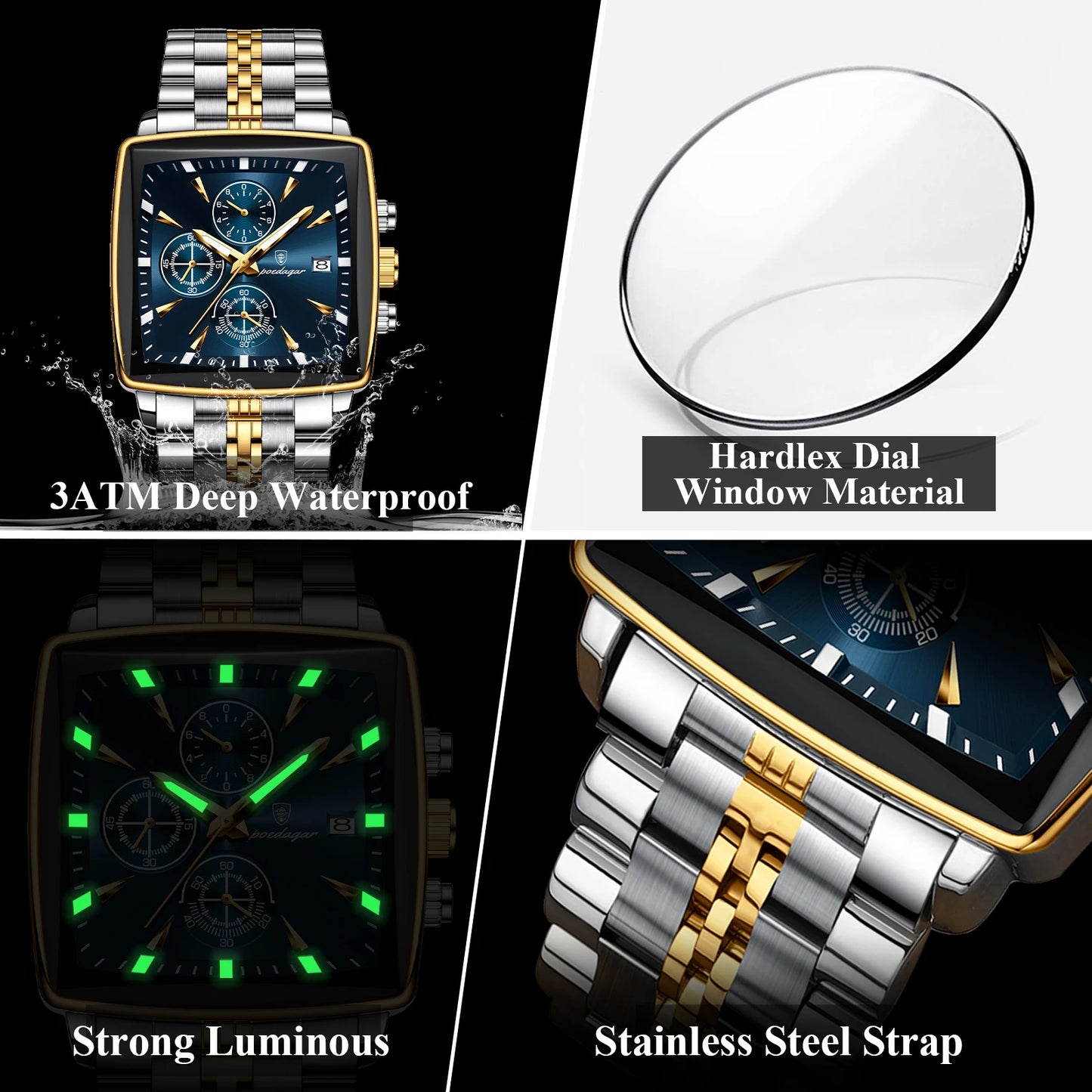 Herrenuhr Leuchtend Wasserdicht Chronograph