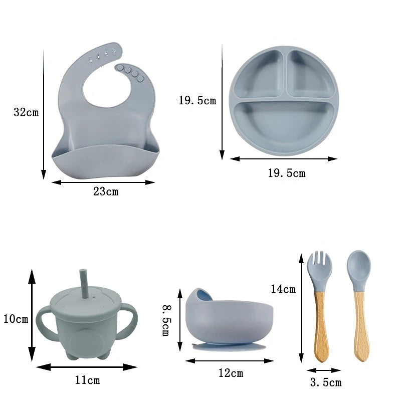 Baby Silikon 6/8-teiliges Geschirr-Set