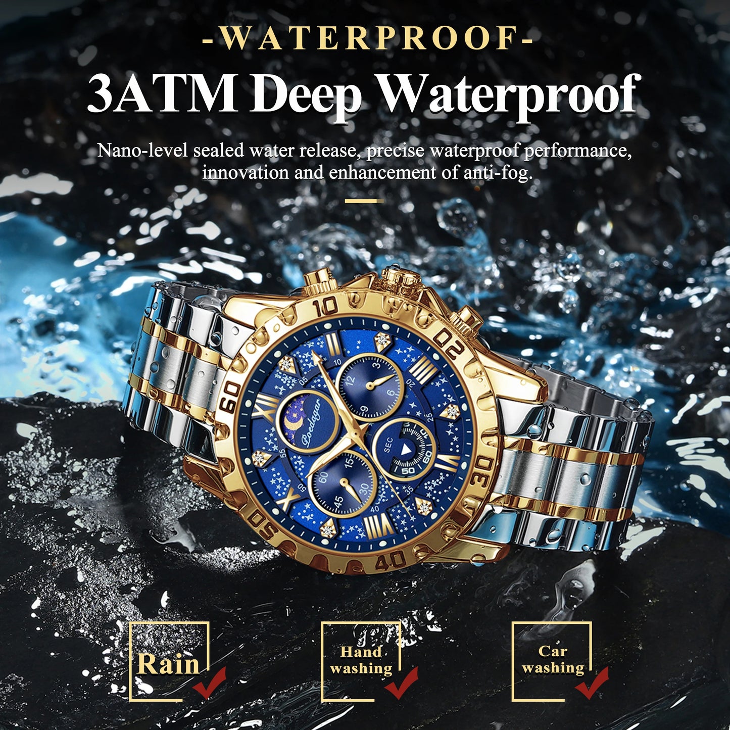 Hochwertige Militär Herrenuhr Chronograph Wasserdicht