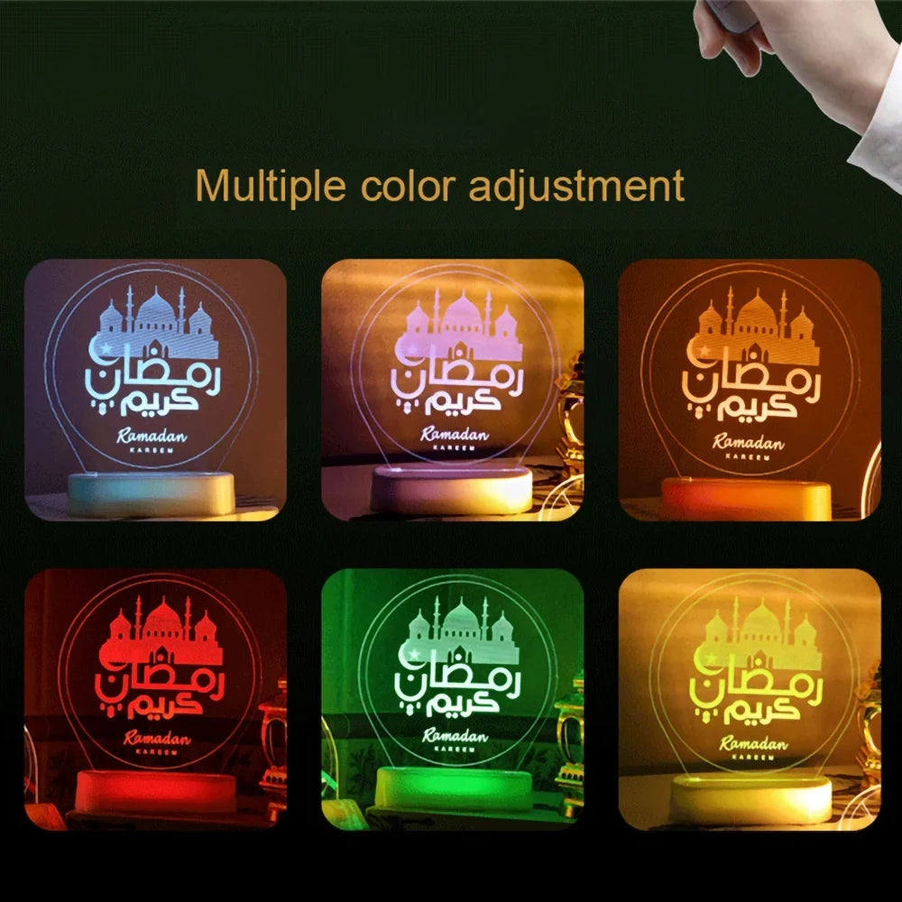 LED Eid Mubarak Mond Nachtlicht 3D Tischlampe