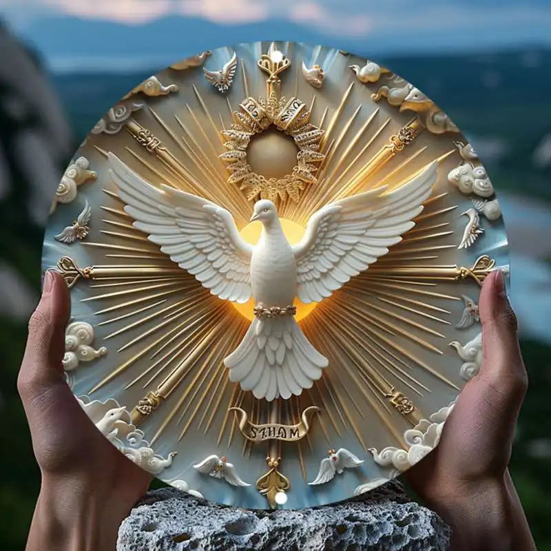 Wandkunst „Christus der Geist“, Taube, Aluminium-Metal