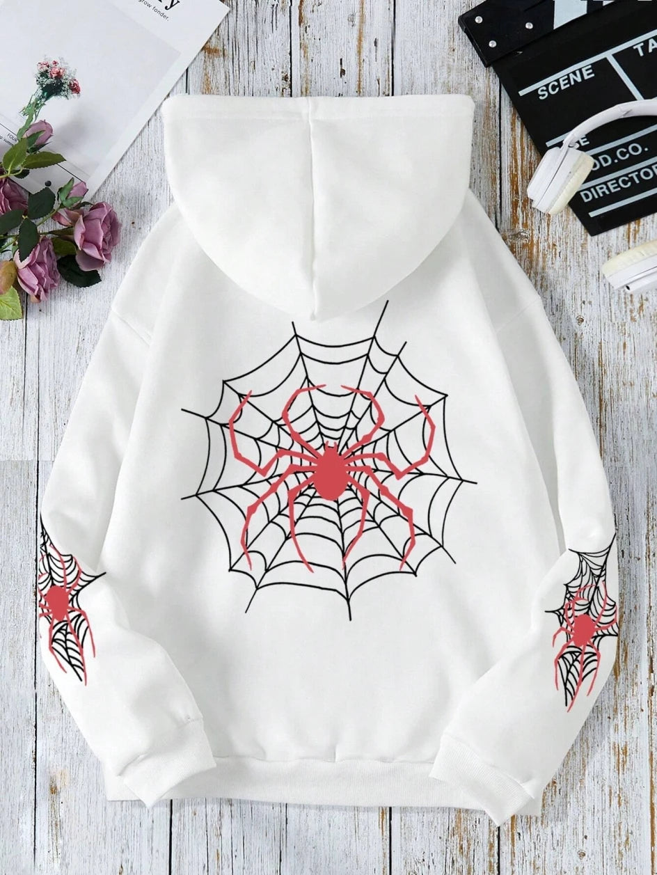 Spinnweben-Aufdruck Hoodie