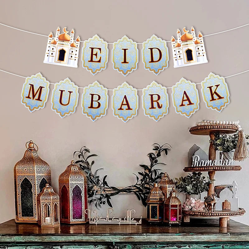 EID Mubarak Papier Banner Girlande für Islamische Muslimische Party