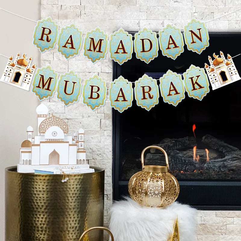 EID Mubarak Papier Banner Girlande für Islamische Muslimische Party