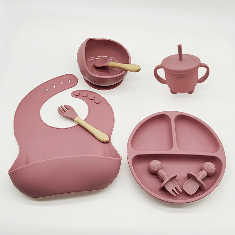 Baby Silikon 6/8-teiliges Geschirr-Set