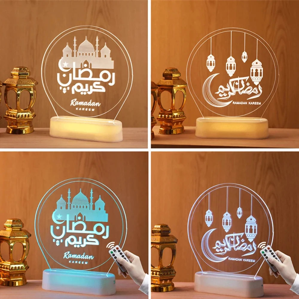 LED Eid Mubarak Mond Nachtlicht 3D Tischlampe