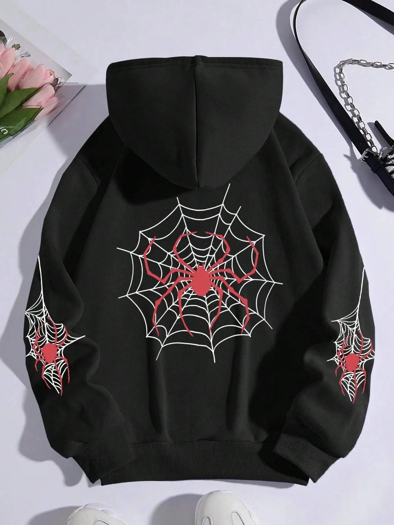 Spinnweben-Aufdruck Hoodie