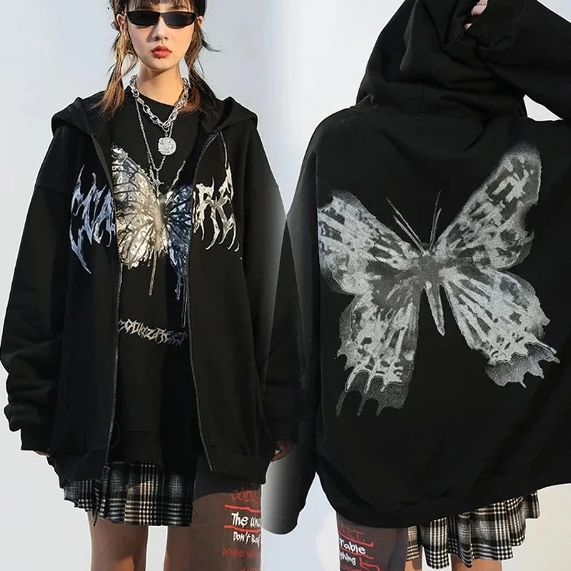 Gothic Grafikdruck Hoodie