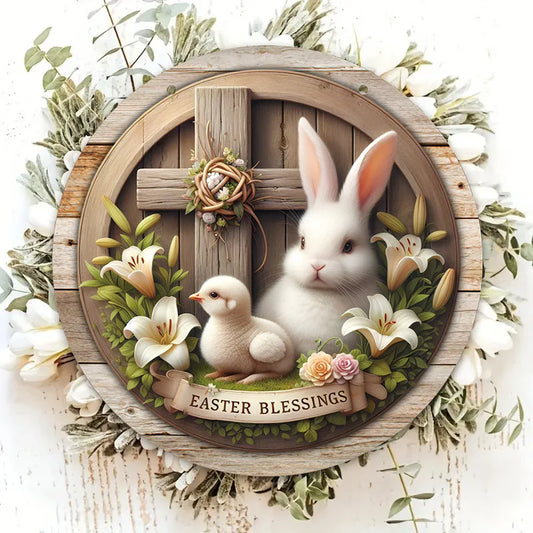 Rustikales Ostern-Holzschild