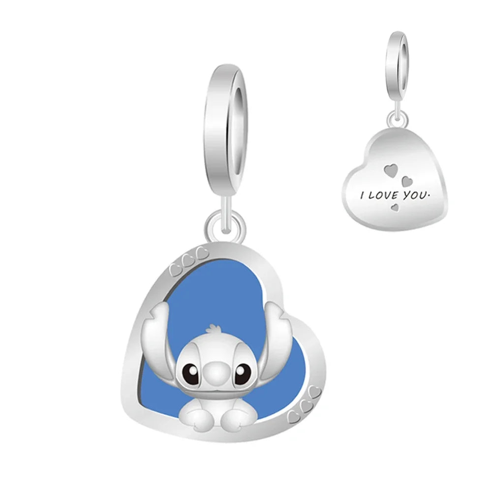 Cartoon-Charm mit Stitch- und Engel-Paar passend für Armband und Halskette