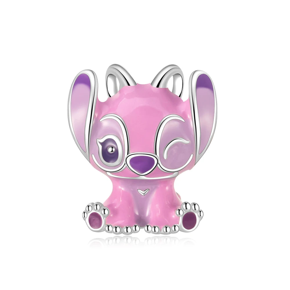 Cartoon-Charm mit Stitch- und Engel-Paar passend für Armband und Halskette