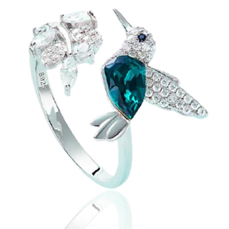 Elegante, verstellbare Kolibri-Ringe aus natürlichem blauem Stein