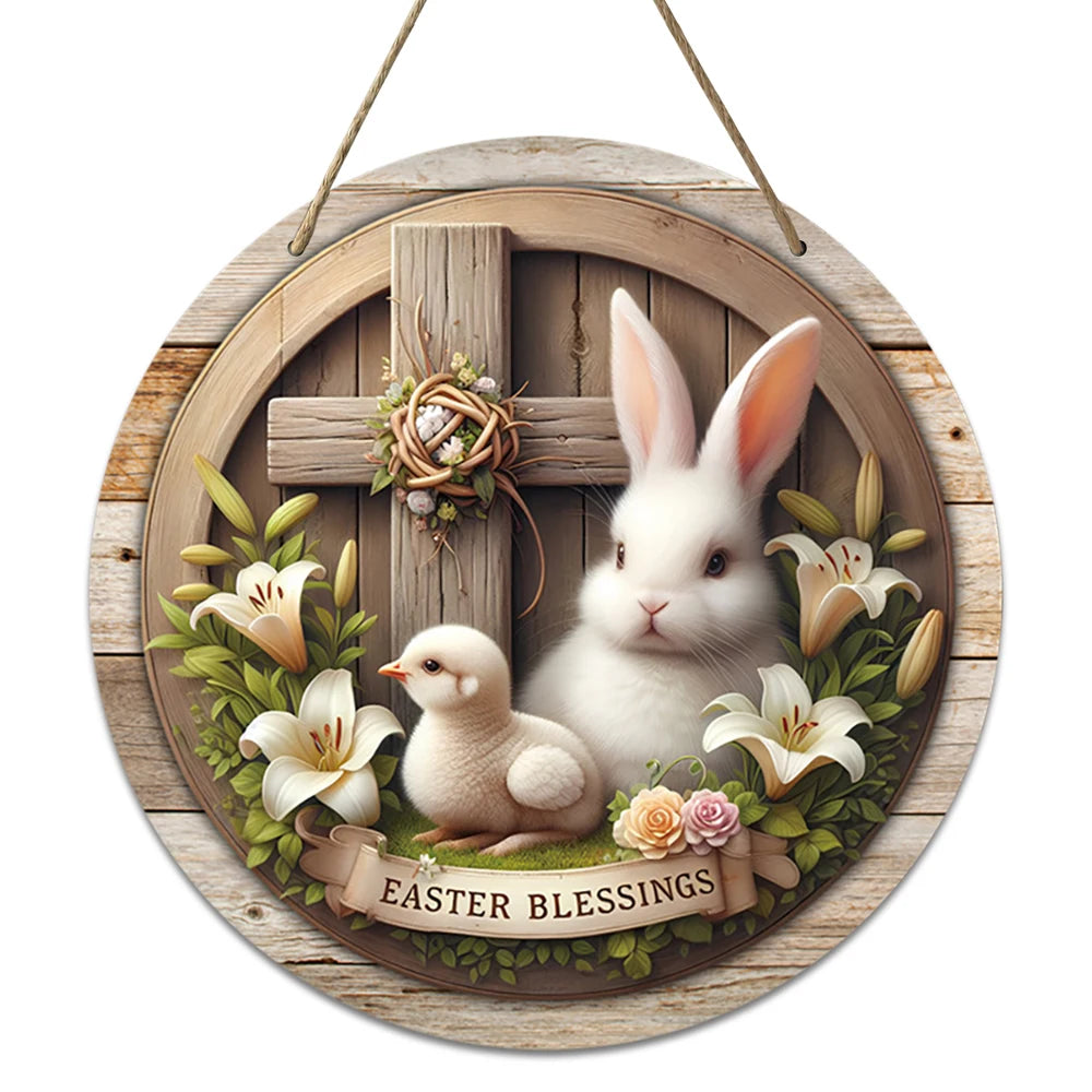 Rustikales Ostern-Holzschild
