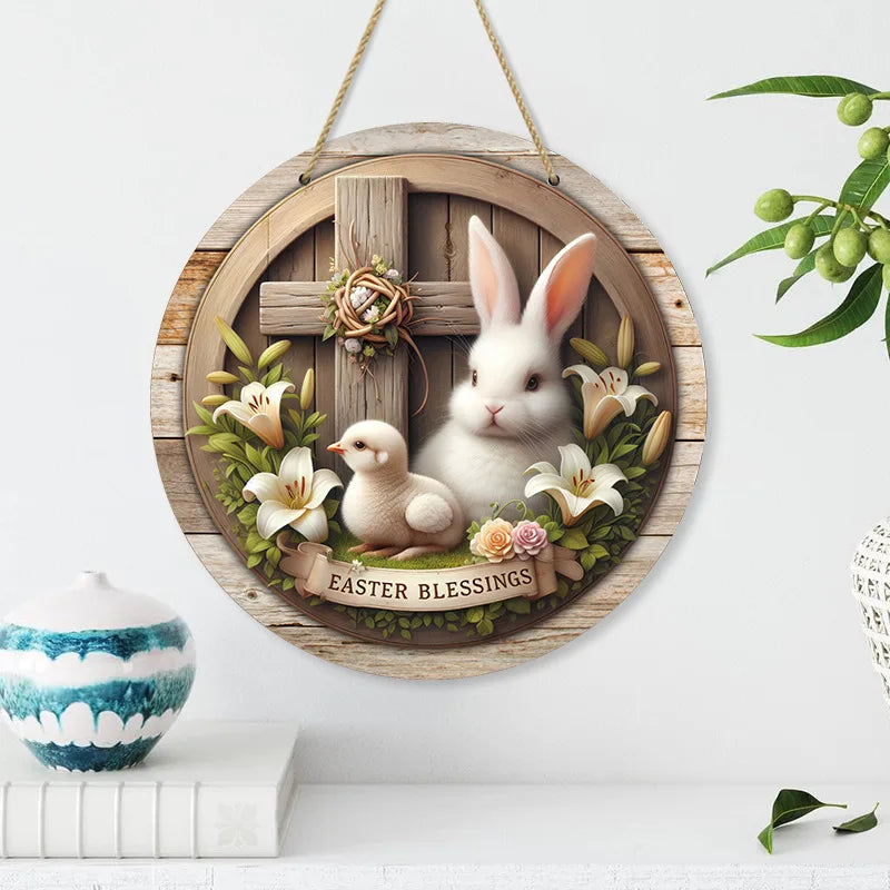 Rustikales Ostern-Holzschild
