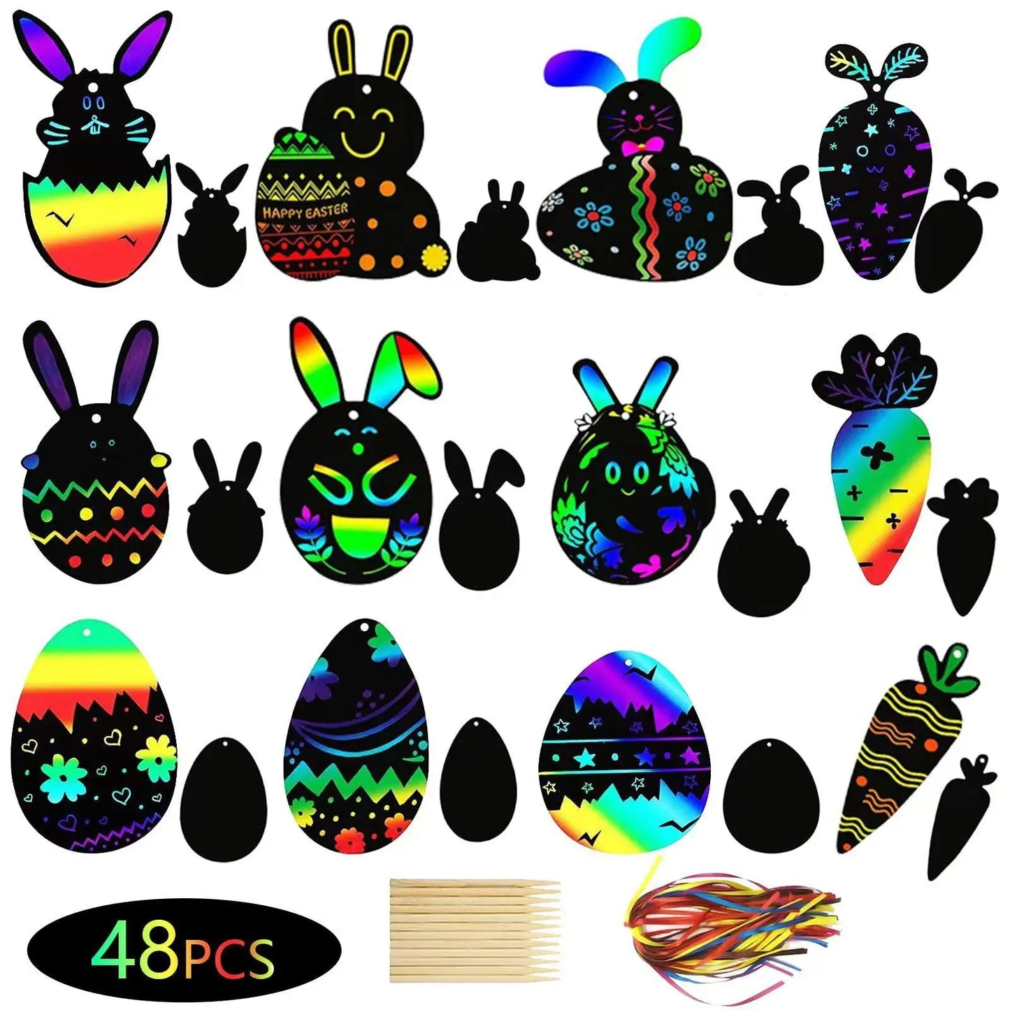 Osterhasen-Ei, buntes Kratzpapier