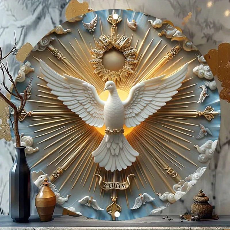 Wandkunst „Christus der Geist“, Taube, Aluminium-Metal