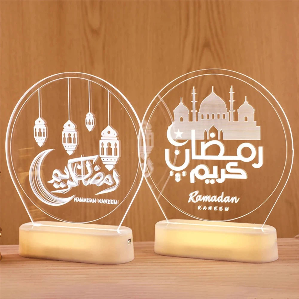 LED Eid Mubarak Mond Nachtlicht 3D Tischlampe