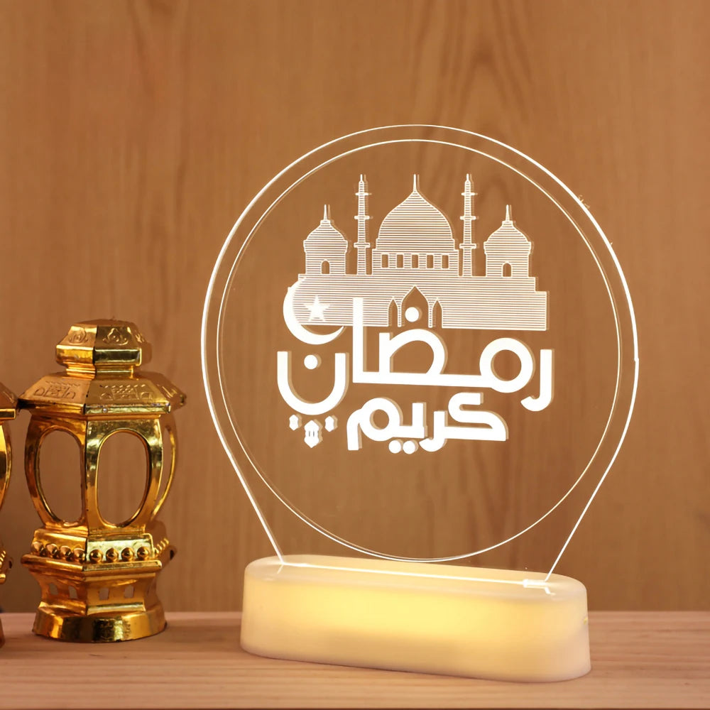 LED Eid Mubarak Mond Nachtlicht 3D Tischlampe