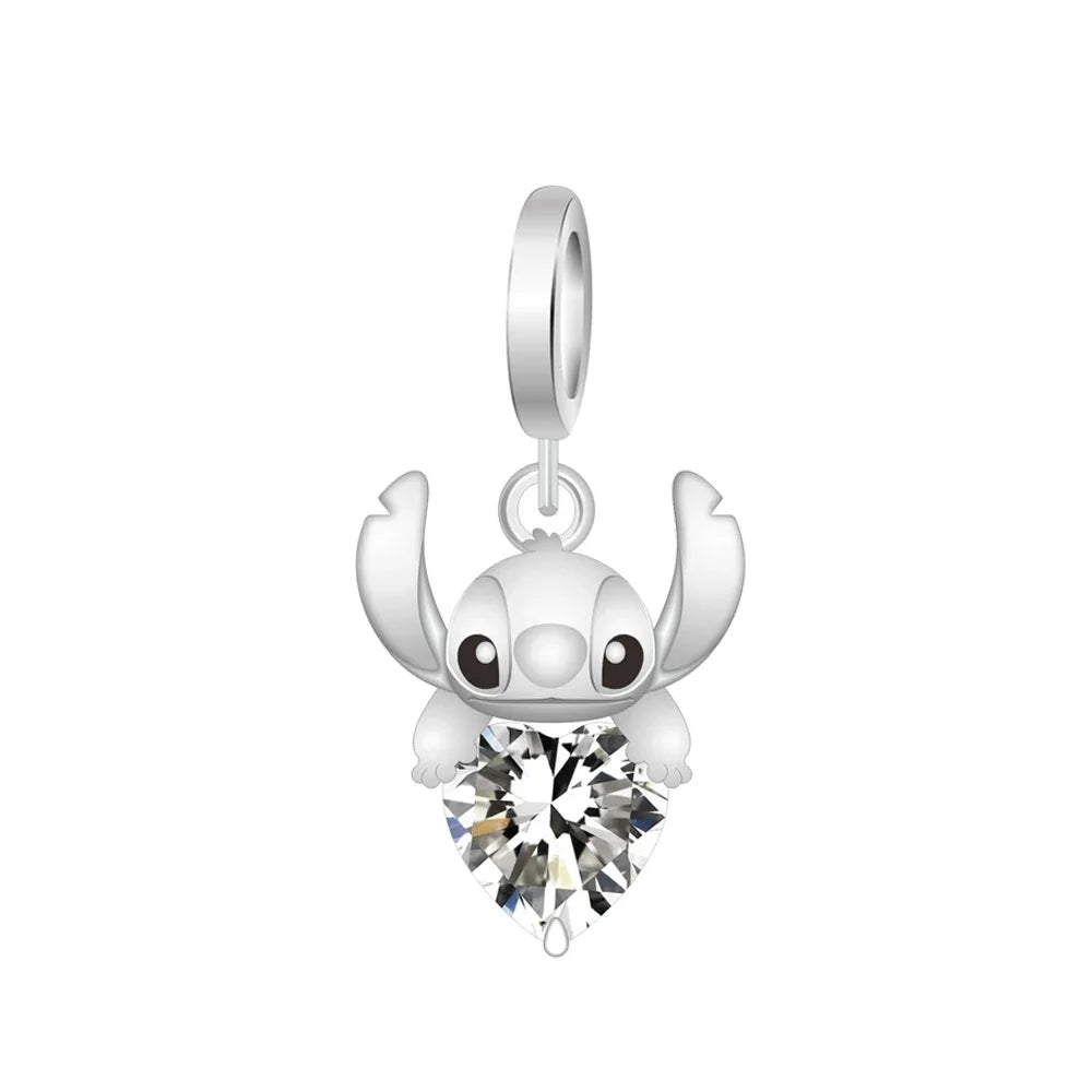 Cartoon-Charm mit Stitch- und Engel-Paar passend für Armband und Halskette