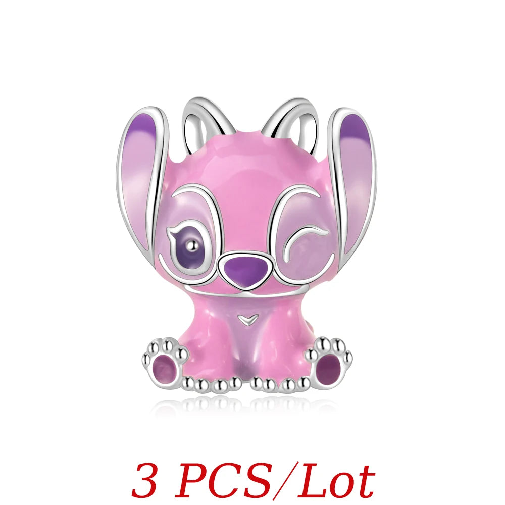 Cartoon-Charm mit Stitch- und Engel-Paar passend für Armband und Halskette