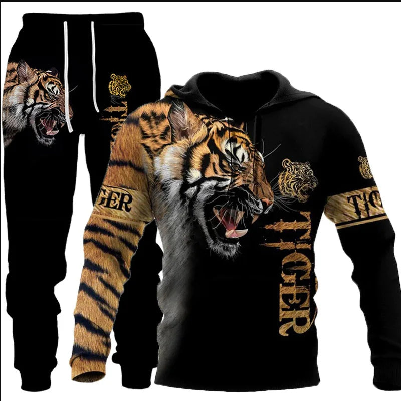 Wolf 3D-gedruckter Hoodie+Pants
