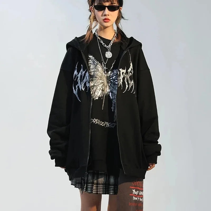 Gothic Grafikdruck Hoodie