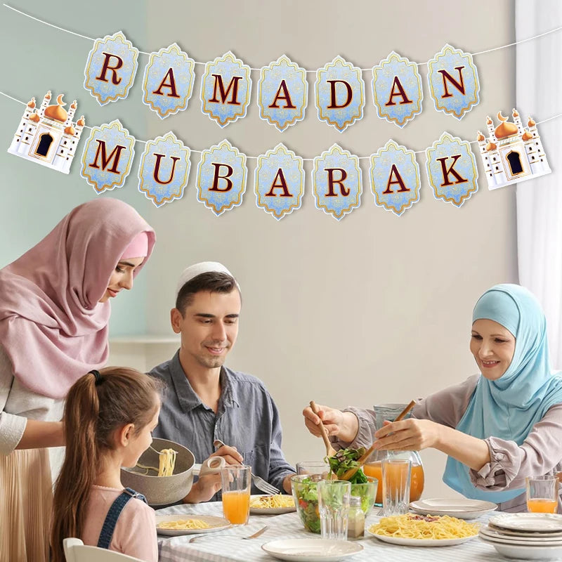EID Mubarak Papier Banner Girlande für Islamische Muslimische Party
