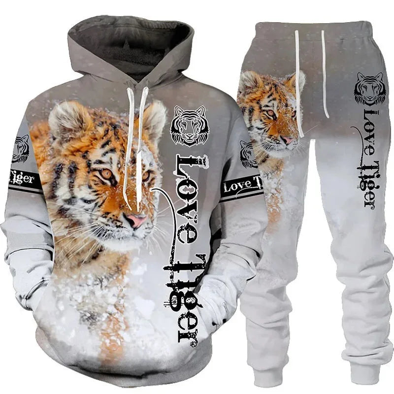 Wolf 3D-gedruckter Hoodie+Pants