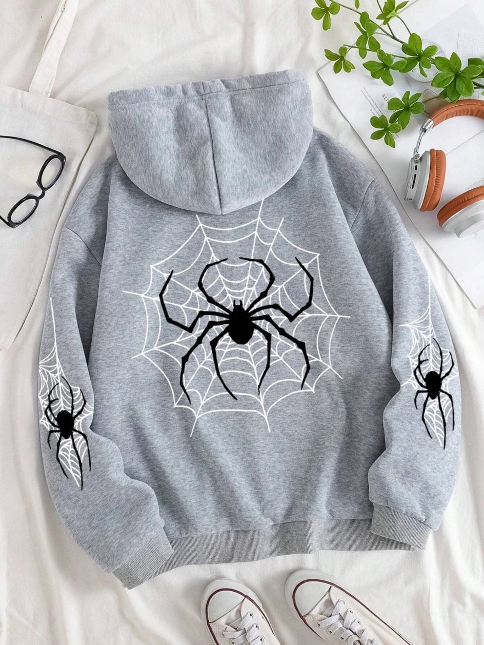 Spinnweben-Aufdruck Hoodie