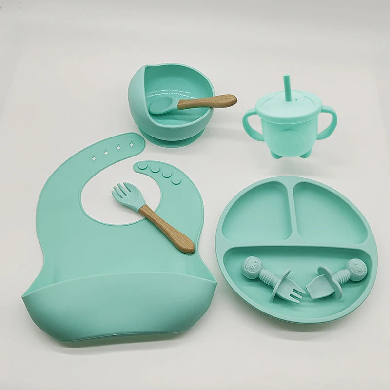 Baby Silikon 6/8-teiliges Geschirr-Set