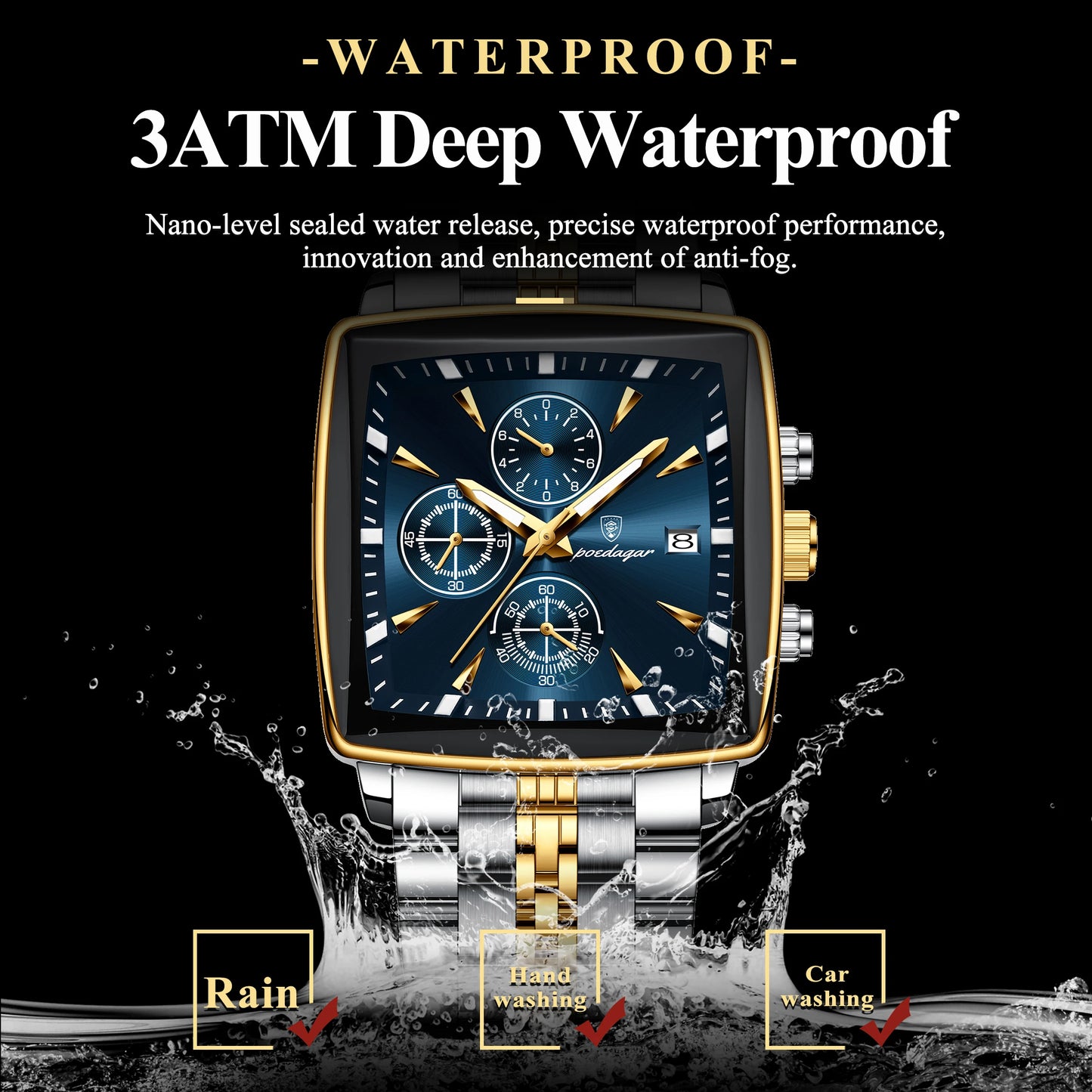 Herrenuhr Leuchtend Wasserdicht Chronograph