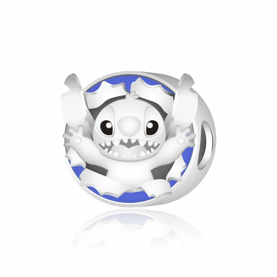Cartoon-Charm mit Stitch- und Engel-Paar passend für Armband und Halskette