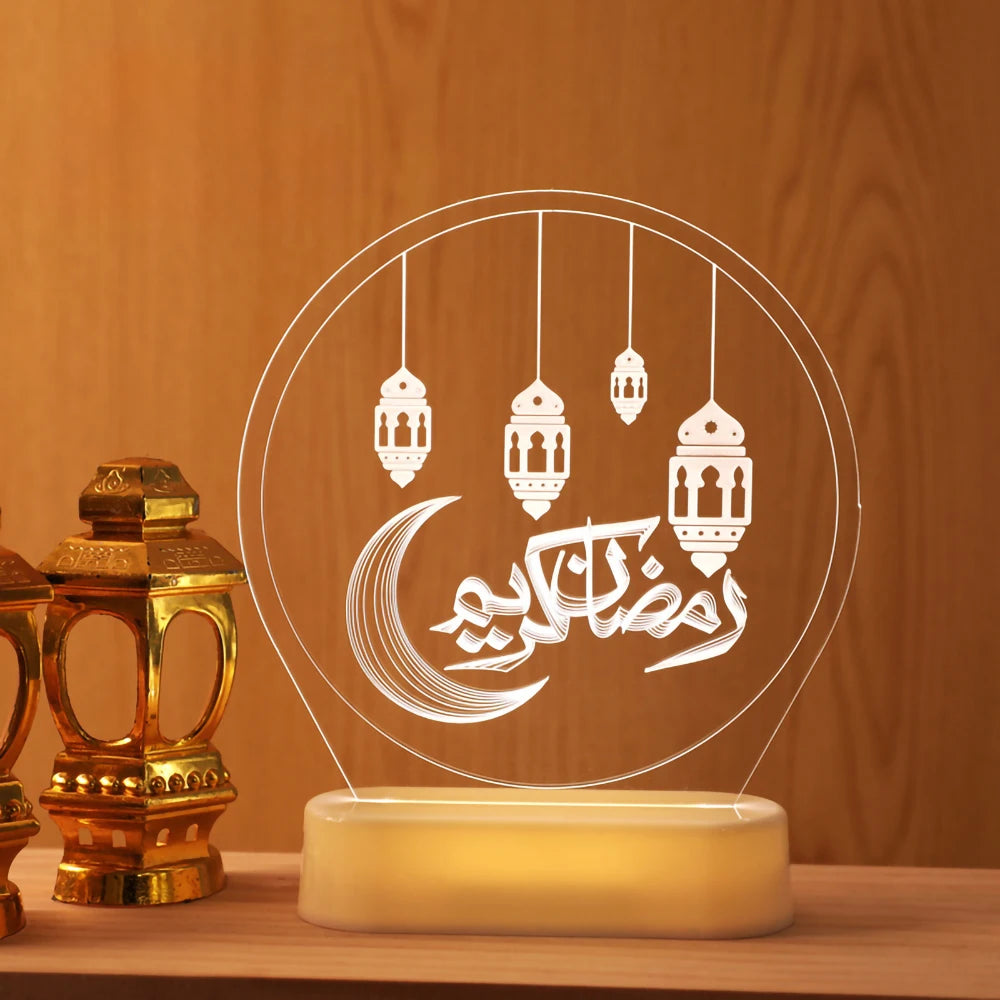 LED Eid Mubarak Mond Nachtlicht 3D Tischlampe