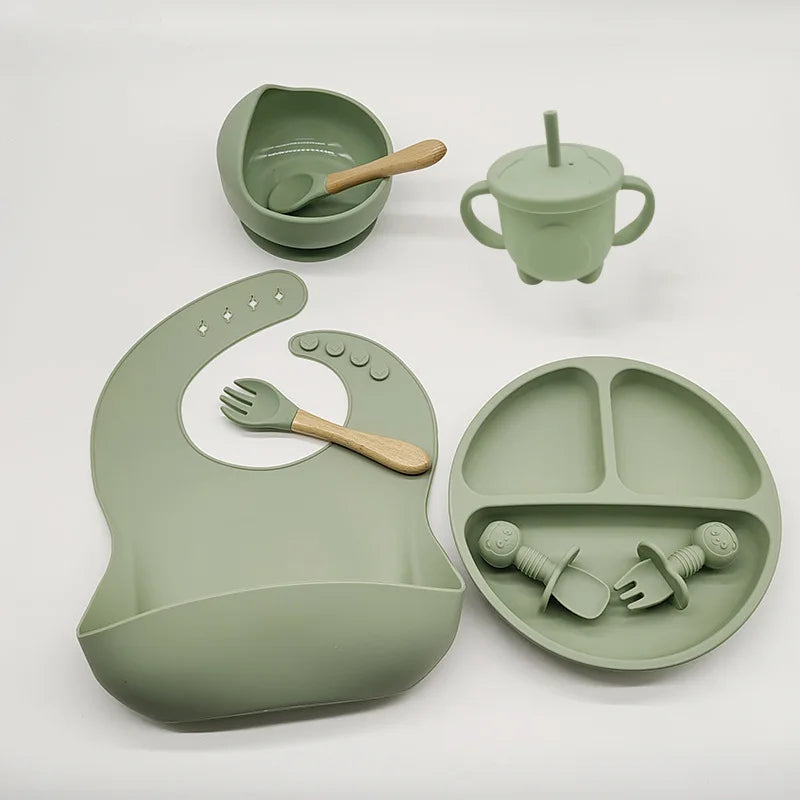 Baby Silikon 6/8-teiliges Geschirr-Set