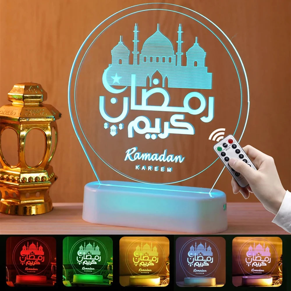 LED Eid Mubarak Mond Nachtlicht 3D Tischlampe