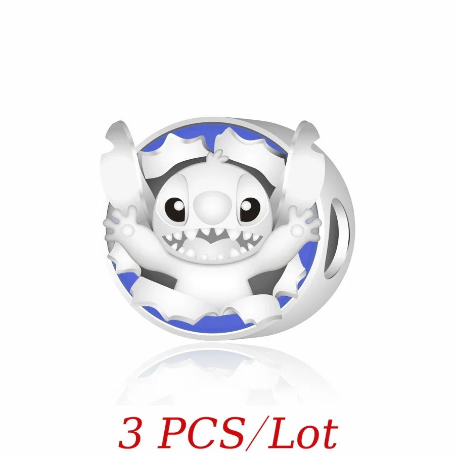 Cartoon-Charm mit Stitch- und Engel-Paar passend für Armband und Halskette