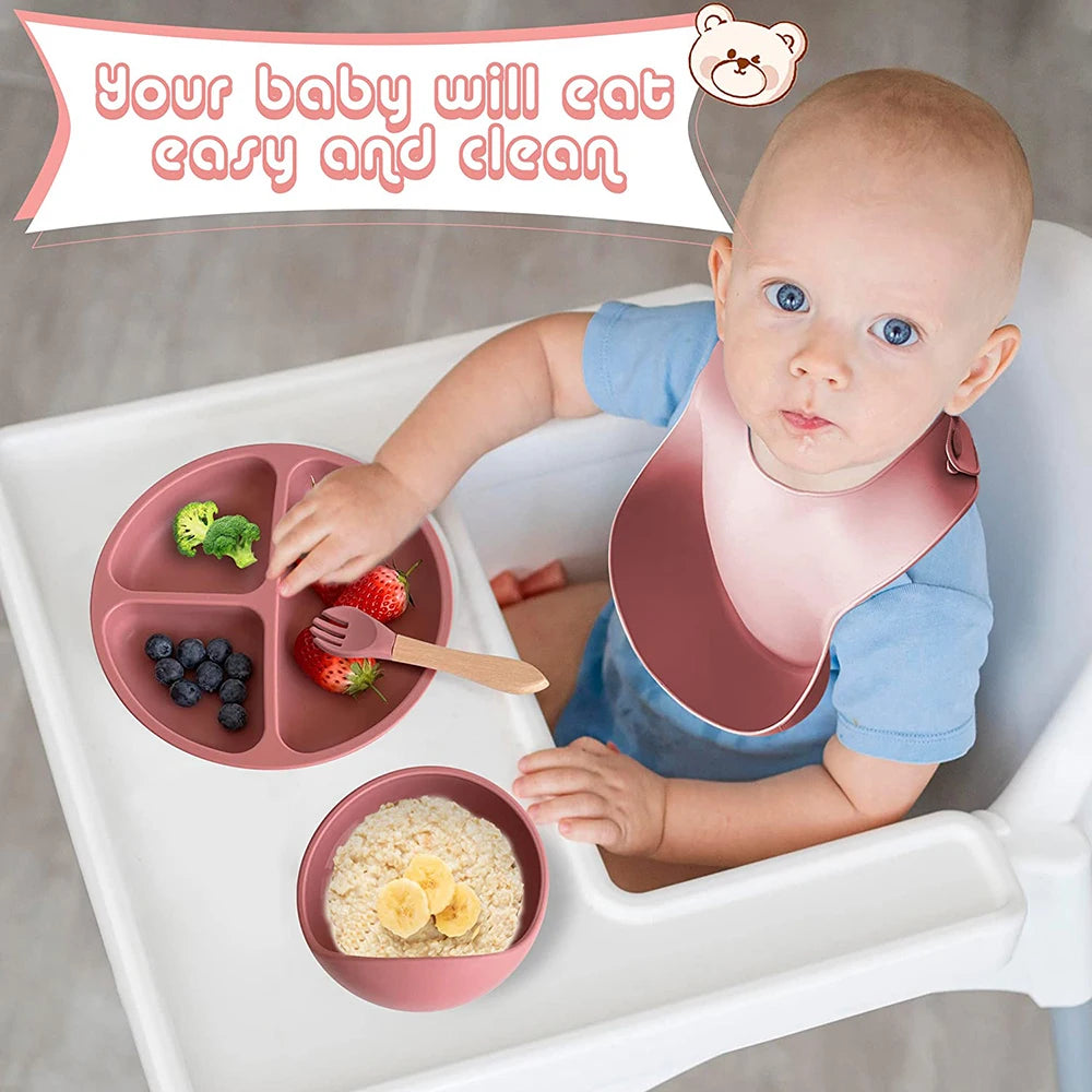 Baby Silikon 6/8-teiliges Geschirr-Set