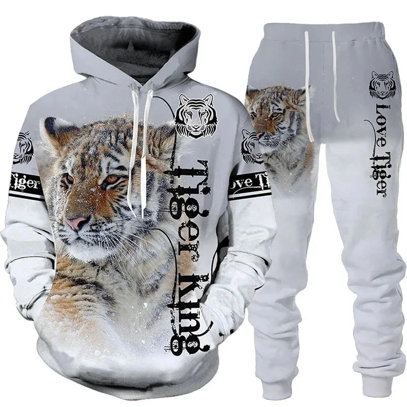 Wolf 3D-gedruckter Hoodie+Pants