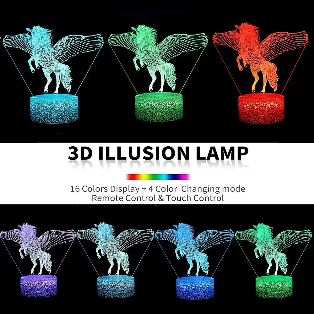 Acryl 3D Einhorn Lampe