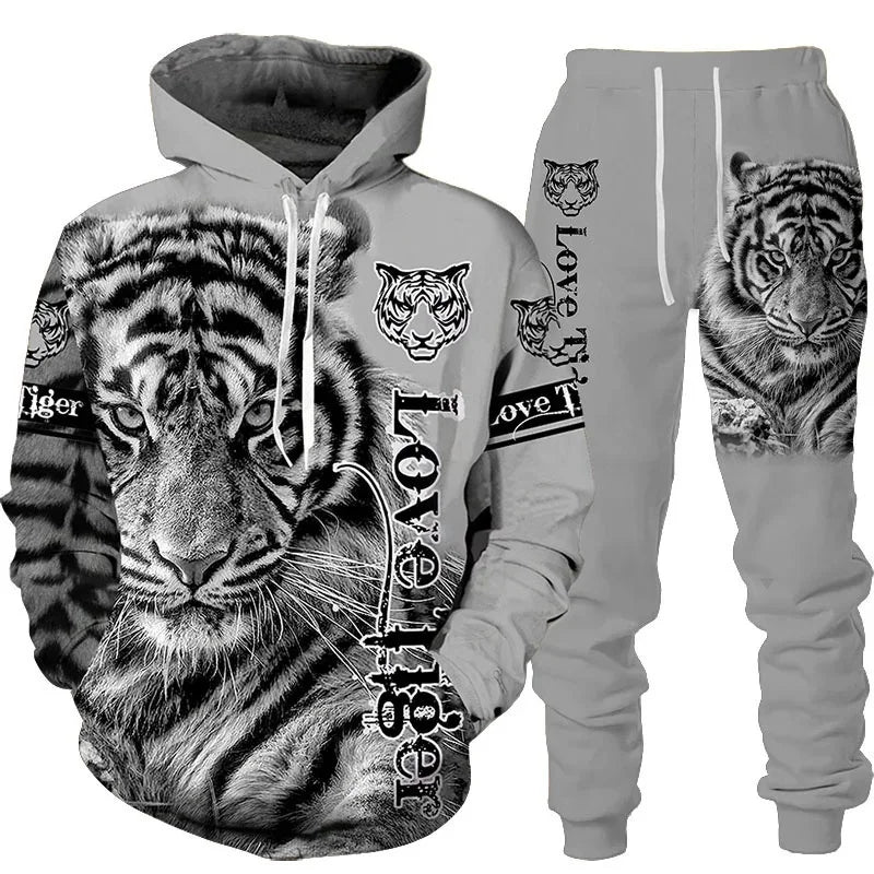 Wolf 3D-gedruckter Hoodie+Pants