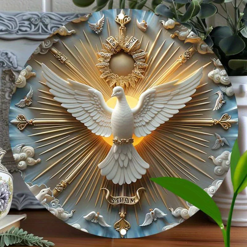 Wandkunst „Christus der Geist“, Taube, Aluminium-Metal