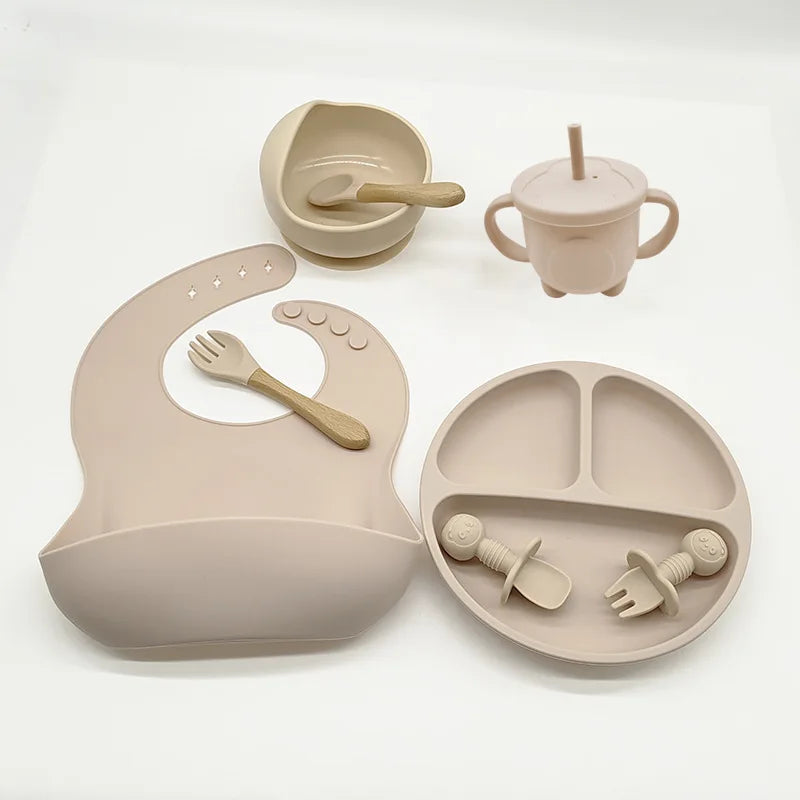 Baby Silikon 6/8-teiliges Geschirr-Set