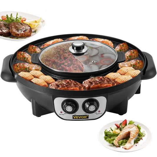 VEVOR Elektrischer Hot Pot BBQ-Grill 2 in 1 2200 W