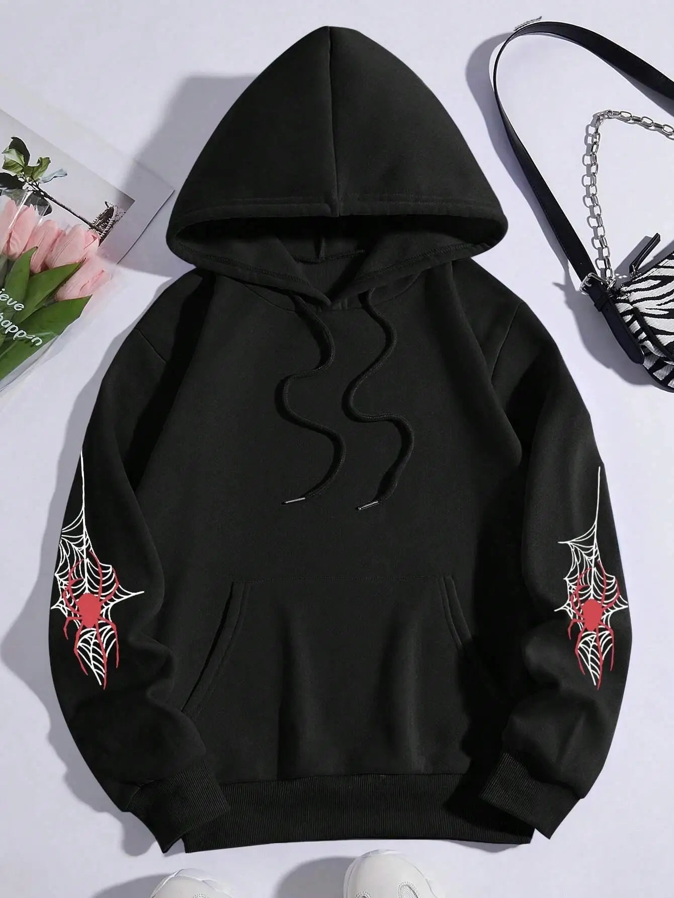 Spinnweben-Aufdruck Hoodie