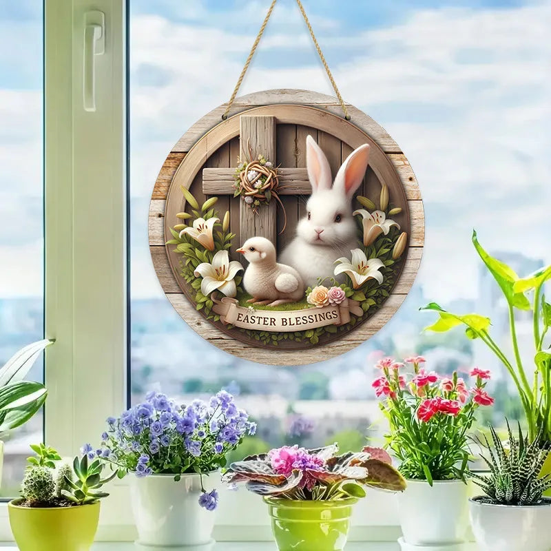 Rustikales Ostern-Holzschild