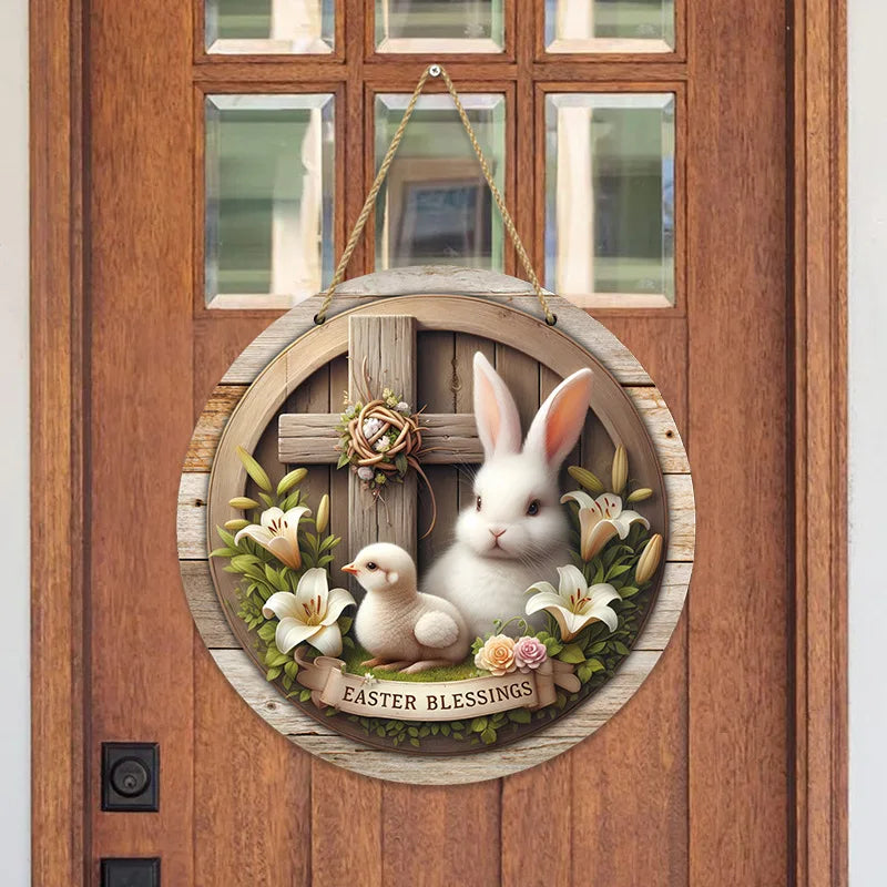 Rustikales Ostern-Holzschild